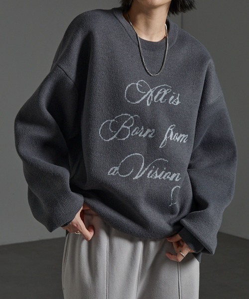 CIYOT(シヨウト)の「【CIYOT-シヨウト-】グラフィックデザイン ジャガードスウェットライクニット(ニット/セーター・メンズ・チャコール/ワイン/ブラック/グレイッシュブルー・L/M)」の17枚目の写真