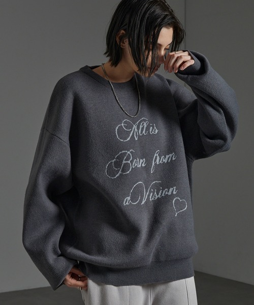 CIYOT(シヨウト)の「【CIYOT-シヨウト-】グラフィックデザイン ジャガードスウェットライクニット(ニット/セーター・メンズ・チャコール/ワイン/ブラック/グレイッシュブルー・L/M)」の20枚目の写真