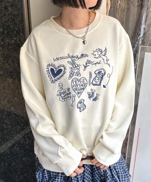 LAC-VERT（ラック・ヴェール）の「【選べる素材】落書き刺繍スウェット（スウェット・レディース・グレー系その他/グレー/ホワイト系その他/アイボリー/ピンク/ピンク系その他・MEDIUM/LARGE）」の16枚目の写真