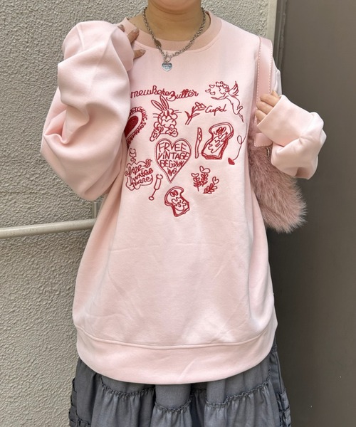 LAC-VERT（ラック・ヴェール）の「【選べる素材】落書き刺繍スウェット（スウェット・レディース・グレー系その他/グレー/ホワイト系その他/アイボリー/ピンク/ピンク系その他・MEDIUM/LARGE）」の22枚目の写真