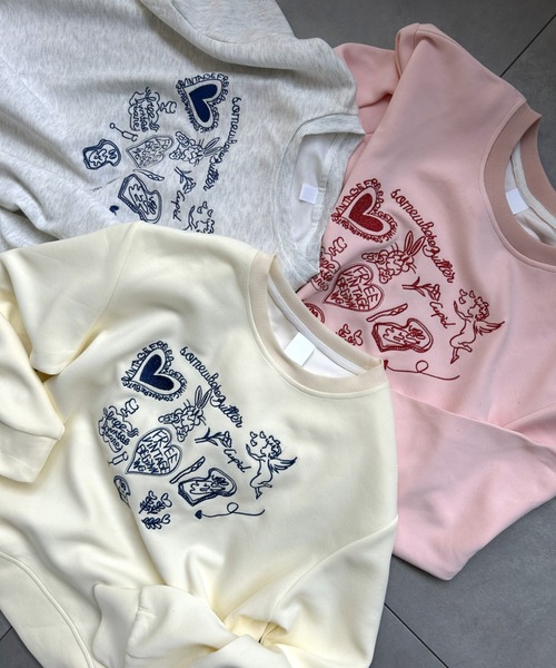 LAC-VERT（ラック・ヴェール）の「【選べる素材】落書き刺繍スウェット（スウェット・レディース・グレー系その他/グレー/ホワイト系その他/アイボリー/ピンク/ピンク系その他・MEDIUM/LARGE）」の20枚目の写真