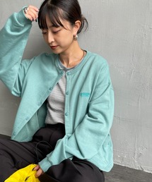 [UNIVERSAL OVERALL/ユニバーサルオーバーオール] 別注 ワンポイントロゴ刺繍 スウェットカーディガン