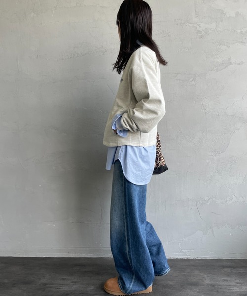 UNIVERSAL OVERALL（ユニバーサルオーバーオール）の「[UNIVERSAL OVERALL/ユニバーサルオーバーオール] 別注 ワンポイントロゴ刺繍 スウェットカーディガン（スウェット・レディース・ブラック/オートミール/ブラウン/グリーン・F）」の21枚目の写真