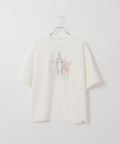 B.C STOCK（ベーセーストック）の「ドッグ＆キャット アソートハーフスリーブTシャツ（Tシャツ/カットソー・メンズ・カーキ/アイボリー/レッド/ホワイト系その他/ホワイト・FREE）」の2枚目の写真