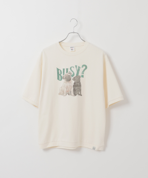 B.C STOCK（ベーセーストック）の「ドッグ＆キャット アソートハーフスリーブTシャツ（Tシャツ/カットソー・メンズ・カーキ/アイボリー/レッド/ホワイト系その他/ホワイト・FREE）」の3枚目の写真
