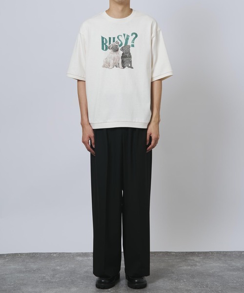 B.C STOCK（ベーセーストック）の「ドッグ＆キャット アソートハーフスリーブTシャツ（Tシャツ/カットソー・メンズ・カーキ/アイボリー/レッド/ホワイト系その他/ホワイト・FREE）」の6枚目の写真