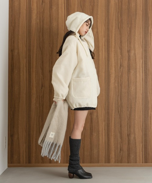 hinari（ヒナリ）の「ニュアンスジャガード中綿ブルゾン（ブルゾン・レディース・ブラック/アイボリー・FREE/SMALL）」の22枚目の写真