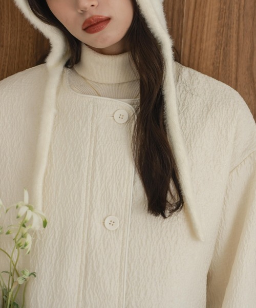 hinari（ヒナリ）の「ニュアンスジャガード中綿ブルゾン（ブルゾン・レディース・ブラック/アイボリー・FREE/SMALL）」の17枚目の写真