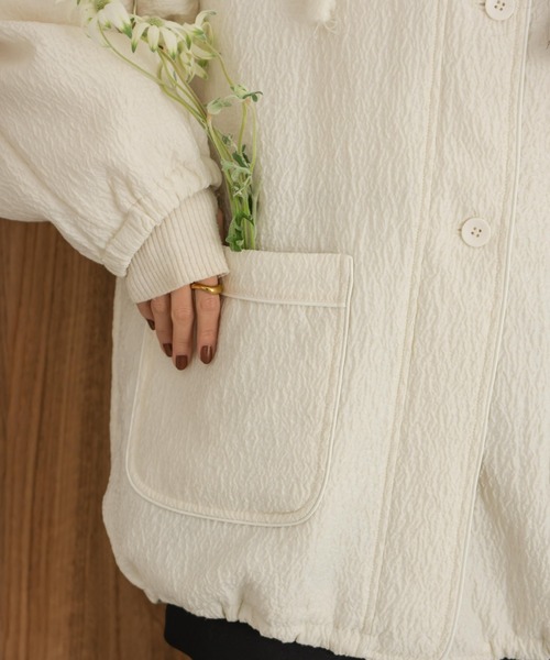 hinari（ヒナリ）の「ニュアンスジャガード中綿ブルゾン（ブルゾン・レディース・ブラック/アイボリー・FREE/SMALL）」の15枚目の写真