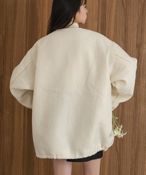 hinari（ヒナリ）の「ニュアンスジャガード中綿ブルゾン（ブルゾン・レディース・ブラック/アイボリー・FREE/SMALL）」の8枚目の写真