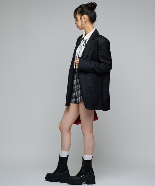 Narcissus（ナルシス）の「テーラードジャケット/オーバーサイズ/メンズライク/肩パッド《動画あり》（テーラードジャケット・レディース・チャコール/ブラック・FREE）」の20枚目の写真