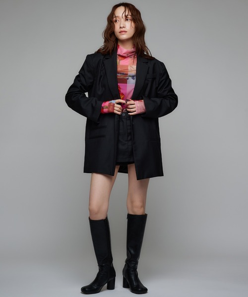 Narcissus（ナルシス）の「テーラードジャケット/オーバーサイズ/メンズライク/肩パッド《動画あり》（テーラードジャケット・レディース・チャコール/ブラック・FREE）」の22枚目の写真