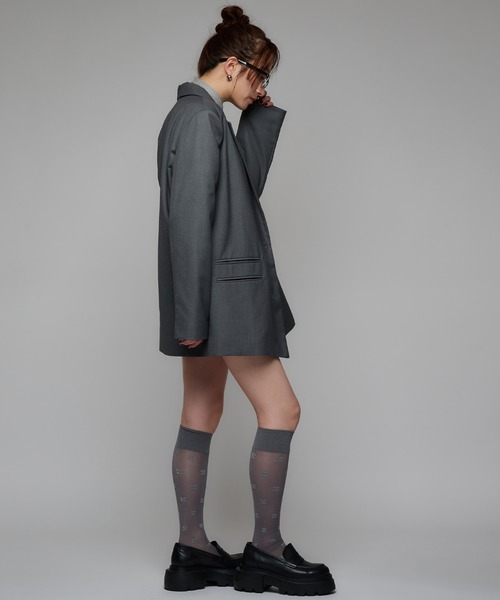 Narcissus（ナルシス）の「テーラードジャケット/オーバーサイズ/メンズライク/肩パッド《動画あり》（テーラードジャケット・レディース・チャコール/ブラック・FREE）」の5枚目の写真