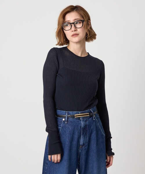 conte＞シアー リブ クルーネックニット（ニット/セーター）｜conte