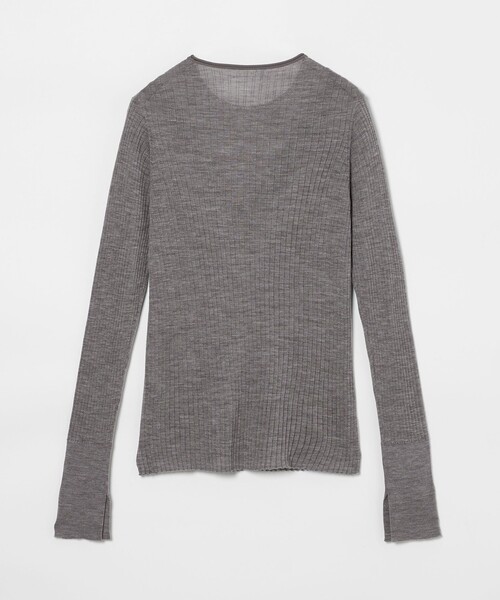 conte(コンテ)の「<conte>シアー リブ クルーネックニット(ニット/セーター・レディース・ベージュ/ネイビー/ライム/グレー系・FREE)」の14枚目の写真