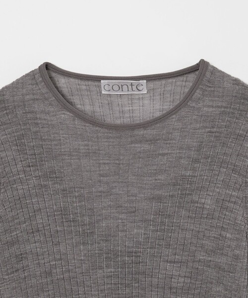 conte＞シアー リブ クルーネックニット（ニット/セーター）｜conte