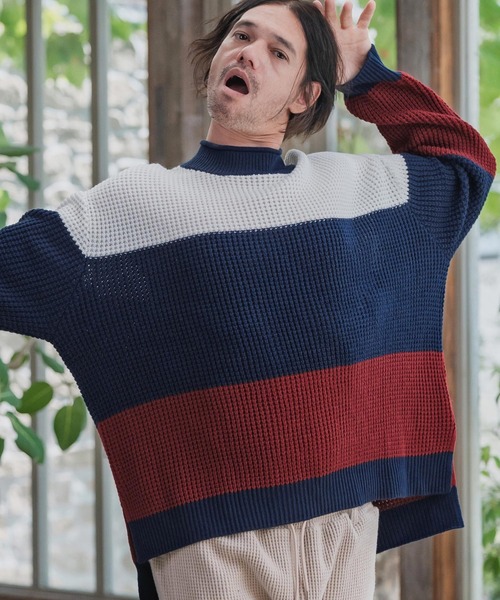 mn3189-Switch Middle Gauge Knit Pullover ニット(A54925cmb)（ニット