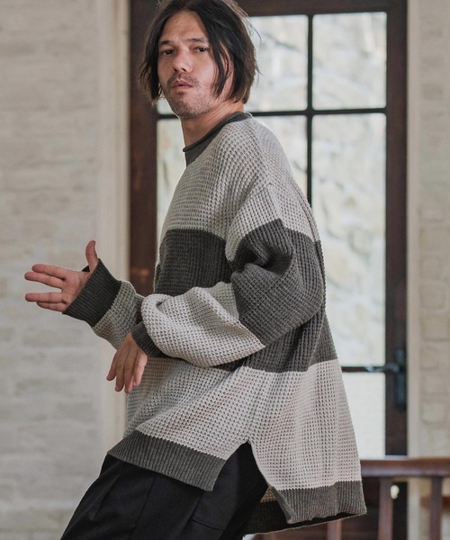 MOBB ニットセーター セール】ダメージボーダー柄ニット（ニット/セーター）｜FREE STYLISTS