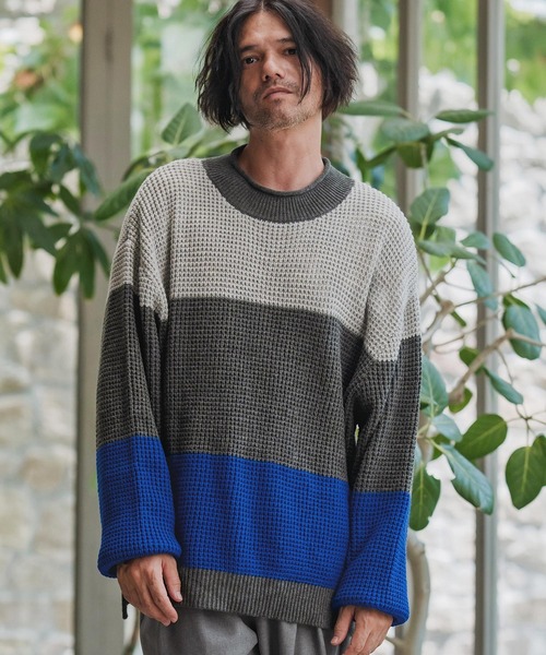 ニット+セーター Navi knit tops TIGHTBOOTH/KEYBOARD KNIT SWEATER（Neon）［ニットセーター-24秋冬