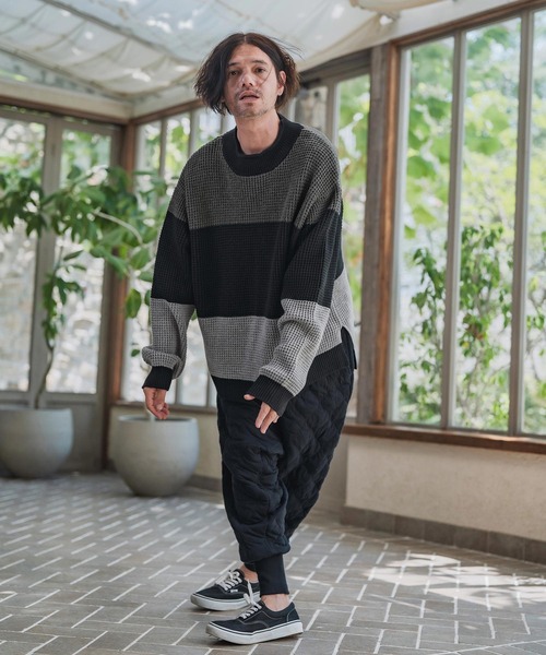 CAMBIO(カンビオ)の「mn3189-Switch Middle Gauge Knit Pullover ニット(A54925cmb)(ニット/セーター・メンズ・ネイビー/チャコールグレー/ブラック/ミックスグレー・S/M/L)」の9枚目の写真