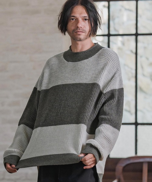 CAMBIO(カンビオ)の「mn3189-Switch Middle Gauge Knit Pullover ニット(A54925cmb)(ニット/セーター・メンズ・ネイビー/チャコールグレー/ブラック/ミックスグレー・S/M/L)」の10枚目の写真