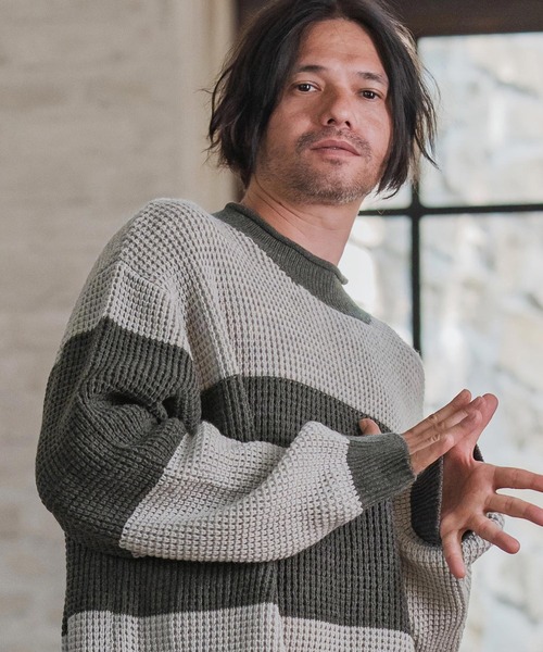 CAMBIO(カンビオ)の「mn3189-Switch Middle Gauge Knit Pullover ニット(A54925cmb)(ニット/セーター・メンズ・ネイビー/チャコールグレー/ブラック/ミックスグレー・S/M/L)」の11枚目の写真