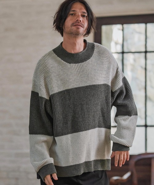 CAMBIO(カンビオ)の「mn3189-Switch Middle Gauge Knit Pullover ニット(A54925cmb)(ニット/セーター・メンズ・ネイビー/チャコールグレー/ブラック/ミックスグレー・S/M/L)」の12枚目の写真