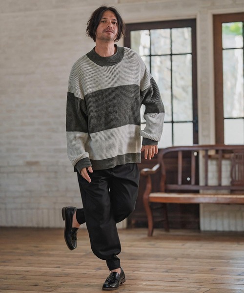 CAMBIO(カンビオ)の「mn3189-Switch Middle Gauge Knit Pullover ニット(A54925cmb)(ニット/セーター・メンズ・ネイビー/チャコールグレー/ブラック/ミックスグレー・S/M/L)」の13枚目の写真
