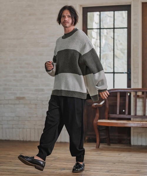 CAMBIO(カンビオ)の「mn3189-Switch Middle Gauge Knit Pullover ニット(A54925cmb)(ニット/セーター・メンズ・ネイビー/チャコールグレー/ブラック/ミックスグレー・S/M/L)」の14枚目の写真