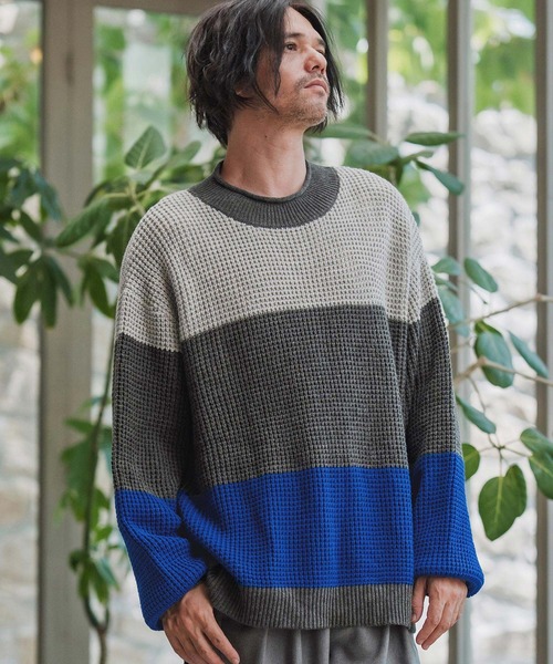 CAMBIO(カンビオ)の「mn3189-Switch Middle Gauge Knit Pullover ニット(A54925cmb)(ニット/セーター・メンズ・ネイビー/チャコールグレー/ブラック/ミックスグレー・S/M/L)」の15枚目の写真
