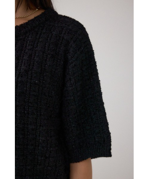AZUL by moussy(アズールバイマウジー)の「Wジップ5分袖ツイードニット(ニット/セーター・レディース・グレイッシュベージュ/ブラック・FREE)」の10枚目の写真