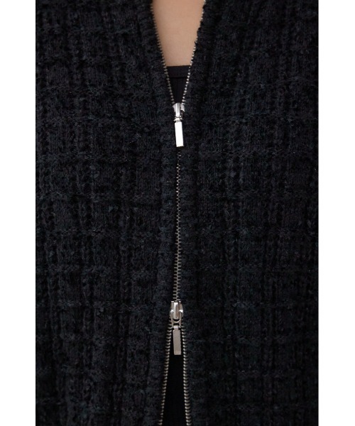 AZUL by moussy(アズールバイマウジー)の「Wジップ5分袖ツイードニット(ニット/セーター・レディース・グレイッシュベージュ/ブラック・FREE)」の12枚目の写真