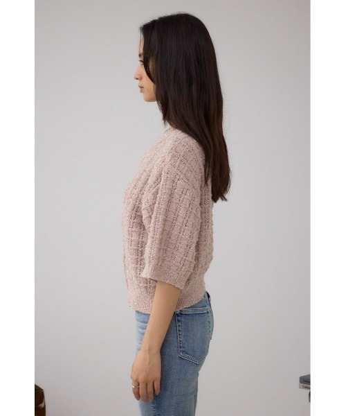 AZUL by moussy(アズールバイマウジー)の「Wジップ5分袖ツイードニット(ニット/セーター・レディース・グレイッシュベージュ/ブラック・FREE)」の17枚目の写真