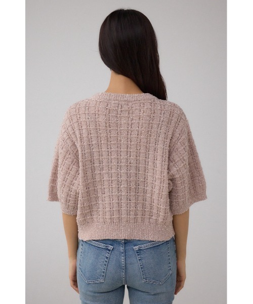 AZUL by moussy(アズールバイマウジー)の「Wジップ5分袖ツイードニット(ニット/セーター・レディース・グレイッシュベージュ/ブラック・FREE)」の18枚目の写真