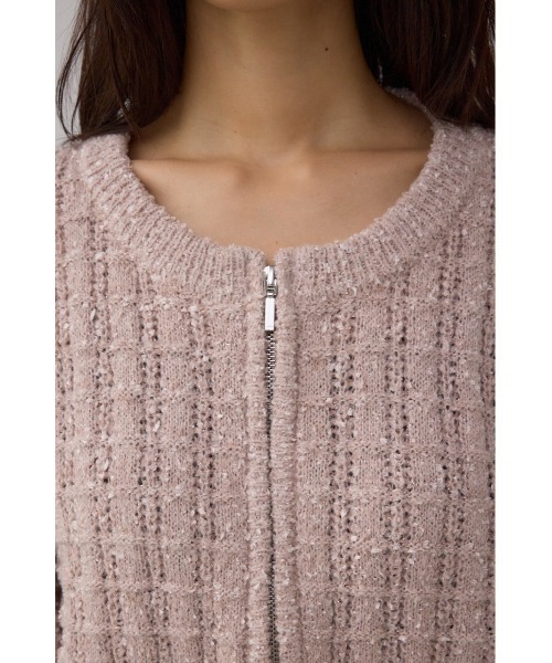AZUL by moussy(アズールバイマウジー)の「Wジップ5分袖ツイードニット(ニット/セーター・レディース・グレイッシュベージュ/ブラック・FREE)」の19枚目の写真