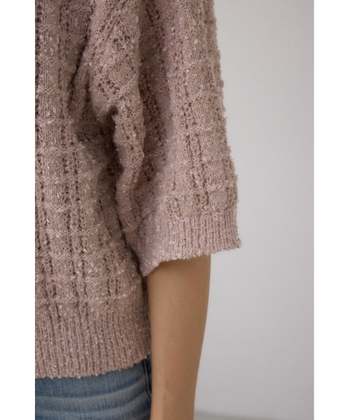 AZUL by moussy(アズールバイマウジー)の「Wジップ5分袖ツイードニット(ニット/セーター・レディース・グレイッシュベージュ/ブラック・FREE)」の20枚目の写真
