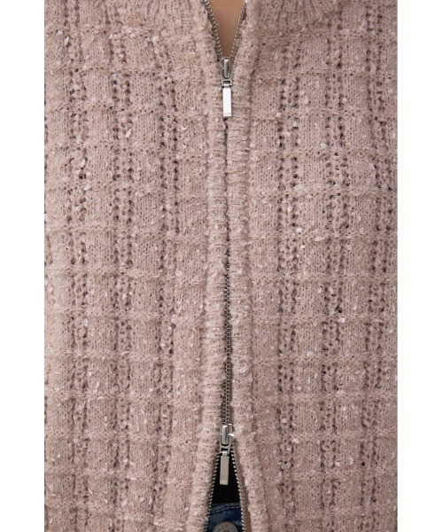 AZUL by moussy(アズールバイマウジー)の「Wジップ5分袖ツイードニット(ニット/セーター・レディース・グレイッシュベージュ/ブラック・FREE)」の22枚目の写真