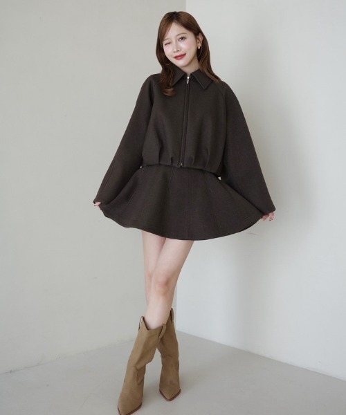 EIMY ISTOIRE(エイミーイストワール)の「ボンディングフレアミニスカート(スカート・レディース・ブラウン/グレー/アイボリー・38/36)」の7枚目の写真