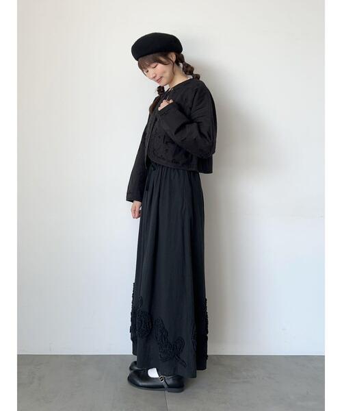 TSUHARU by Samansa Mos2（ツハルバイサマンサモスモス）の「中綿カットワークキルトジャケット（ノーカラージャケット・レディース・キナリ/ブルー/ブラック・F）」の19枚目の写真