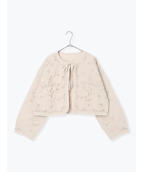 TSUHARU by Samansa Mos2（ツハルバイサマンサモスモス）の「中綿カットワークキルトジャケット（ノーカラージャケット・レディース・キナリ/ブルー/ブラック・F）」の21枚目の写真