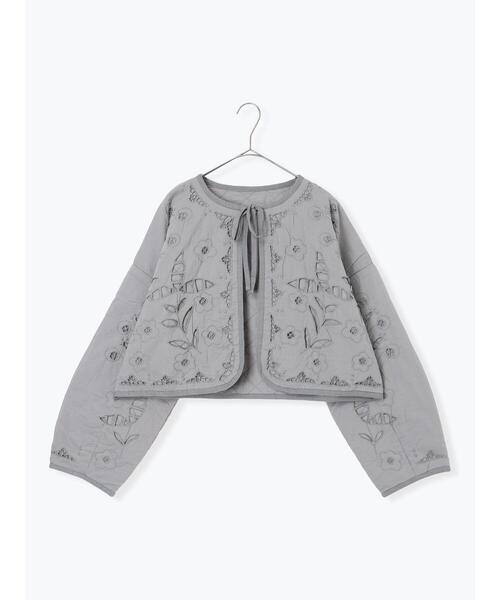 TSUHARU by Samansa Mos2（ツハルバイサマンサモスモス）の「中綿カットワークキルトジャケット（ノーカラージャケット・レディース・キナリ/ブルー/ブラック・F）」の22枚目の写真