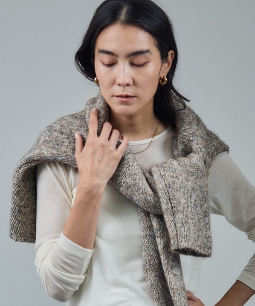 SALON adam et rope'(サロン アダム エ ロペ)の「コットンウールメランジVネックニットプルオーバー(ニット/セーター・レディース・オフホワイト/ブラウン系その他2・FREE)」の3枚目の写真