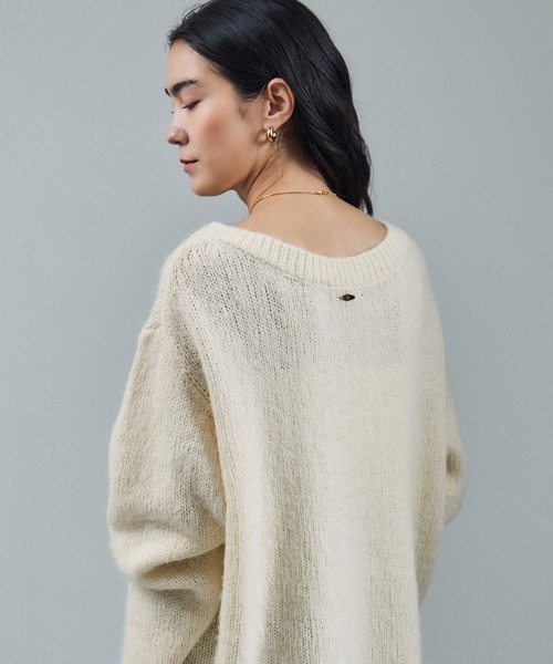 SALON adam et rope'(サロン アダム エ ロペ)の「コットンウールメランジVネックニットプルオーバー(ニット/セーター・レディース・オフホワイト/ブラウン系その他2・FREE)」の4枚目の写真