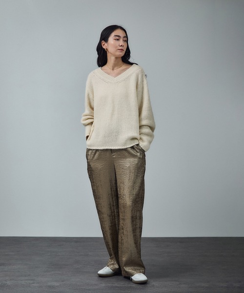 SALON adam et rope'(サロン アダム エ ロペ)の「コットンウールメランジVネックニットプルオーバー(ニット/セーター・レディース・オフホワイト/ブラウン系その他2・FREE)」の5枚目の写真