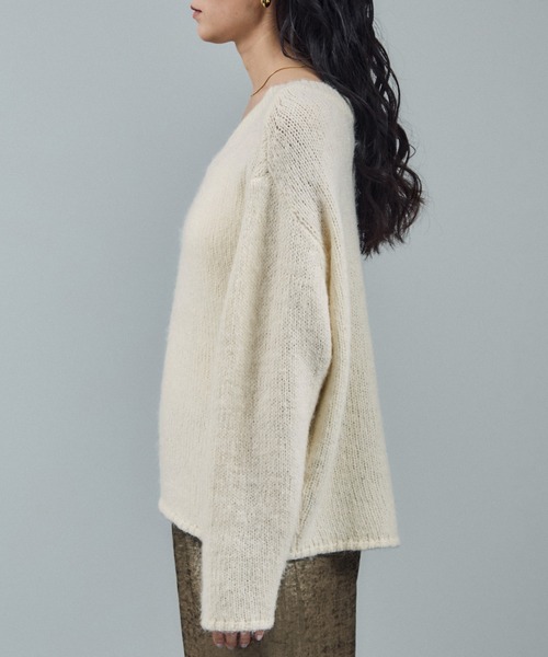 SALON adam et rope'(サロン アダム エ ロペ)の「コットンウールメランジVネックニットプルオーバー(ニット/セーター・レディース・オフホワイト/ブラウン系その他2・FREE)」の15枚目の写真