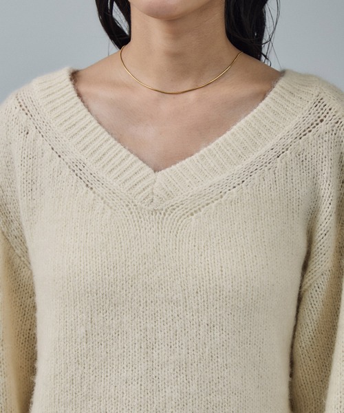 SALON adam et rope'(サロン アダム エ ロペ)の「コットンウールメランジVネックニットプルオーバー(ニット/セーター・レディース・オフホワイト/ブラウン系その他2・FREE)」の17枚目の写真