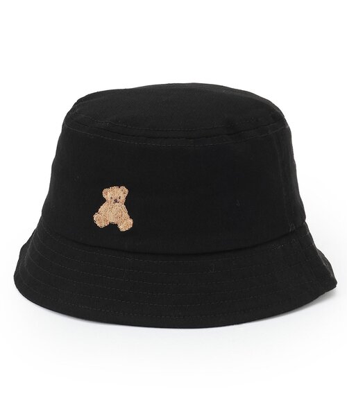 petit main（プティマイン）の「くま刺しゅうバケットハット（その他ベビーウェア・キッズ・ブラック/オフホワイト・48cm/46cm）」の2枚目の写真
