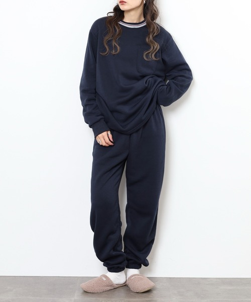 FUNALIVE（ファンアライブ）の「シャギー裏起毛パジャマ スウェット上下セットアップ レディース（ルームウェア/パジャマ・レディース・杢グレー/ネイビー/チャコール・M/L）」の3枚目の写真