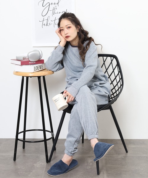 FUNALIVE（ファンアライブ）の「シャギー裏起毛パジャマ スウェット上下セットアップ レディース（ルームウェア/パジャマ・レディース・杢グレー/ネイビー/チャコール・M/L）」の6枚目の写真