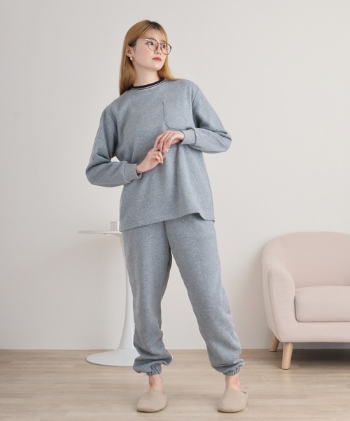 FUNALIVE（ファンアライブ）の「シャギー裏起毛パジャマ スウェット上下セットアップ レディース（ルームウェア/パジャマ・レディース・杢グレー/ネイビー/チャコール・M/L）」の10枚目の写真